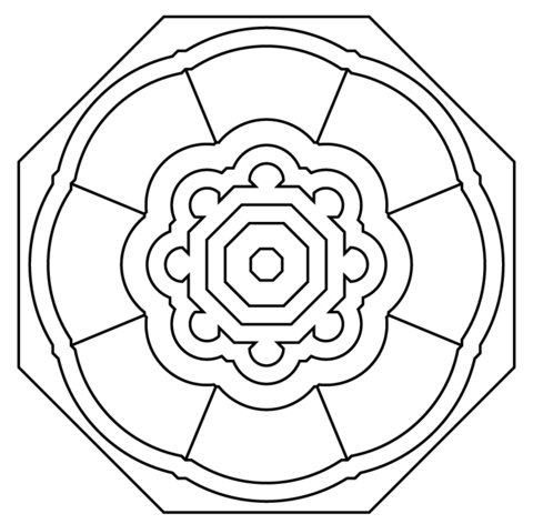 Mandala With Abstract Pattern Coloring Page